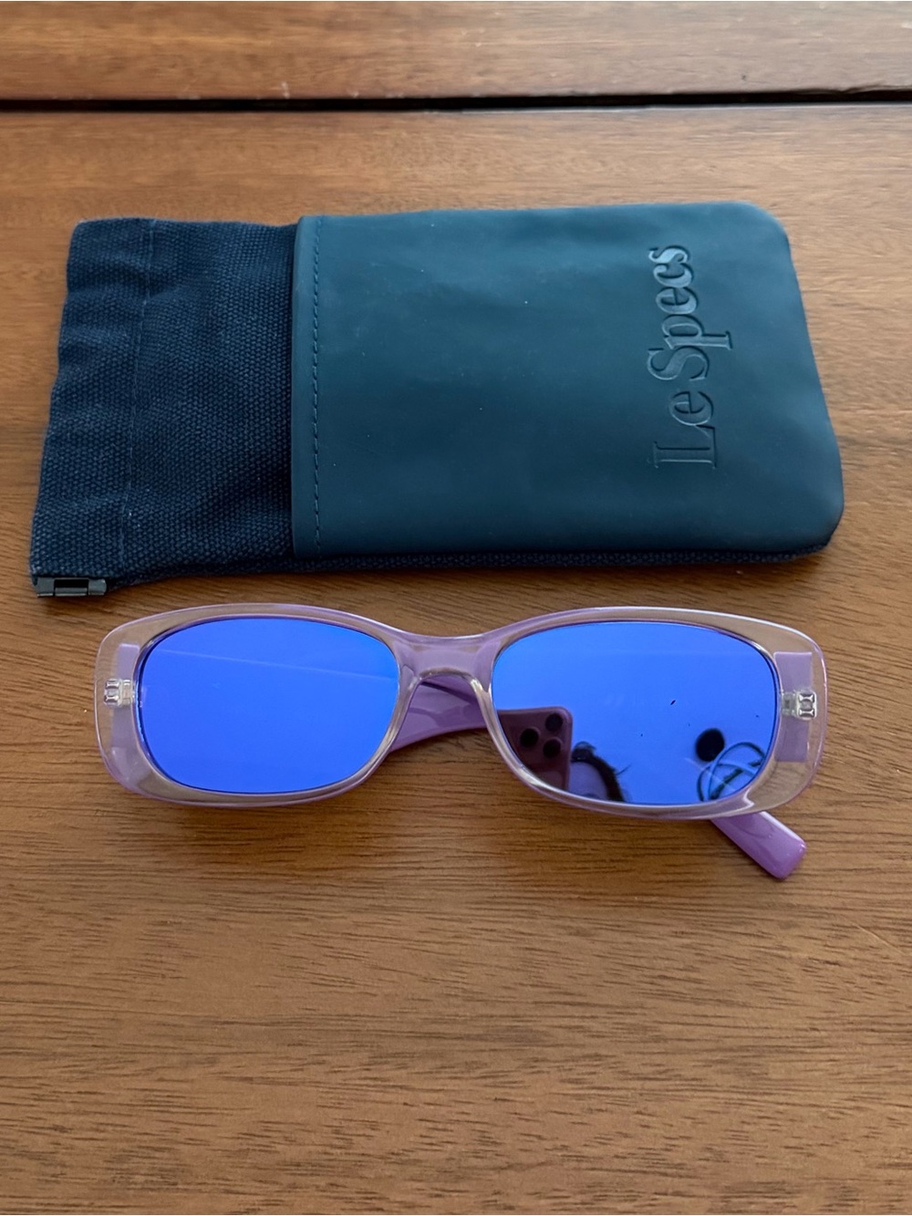 Le Specs Purple Frame Sunglasses with Purple Mirrored Lenses